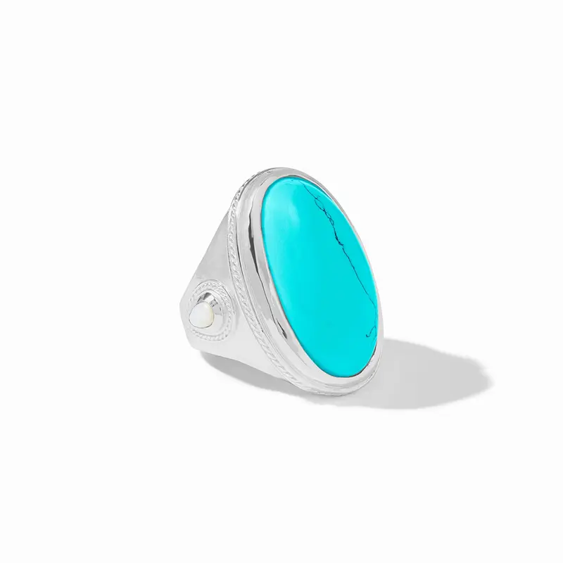 Cannes Silver Statement Ring in Turquoise Blue