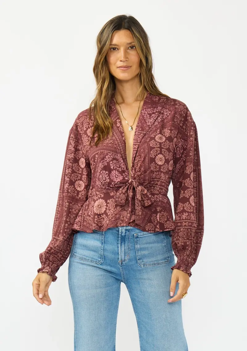 Canyon Dusk Tie Front Top