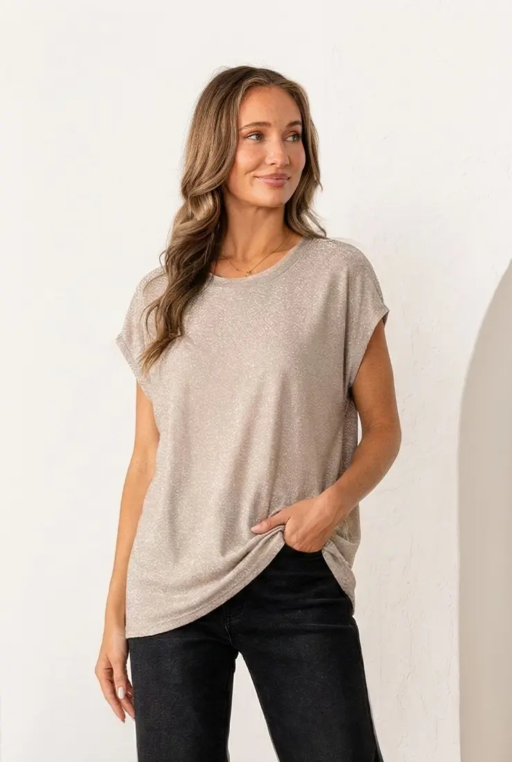 Cap Sleeve Shimmer Top