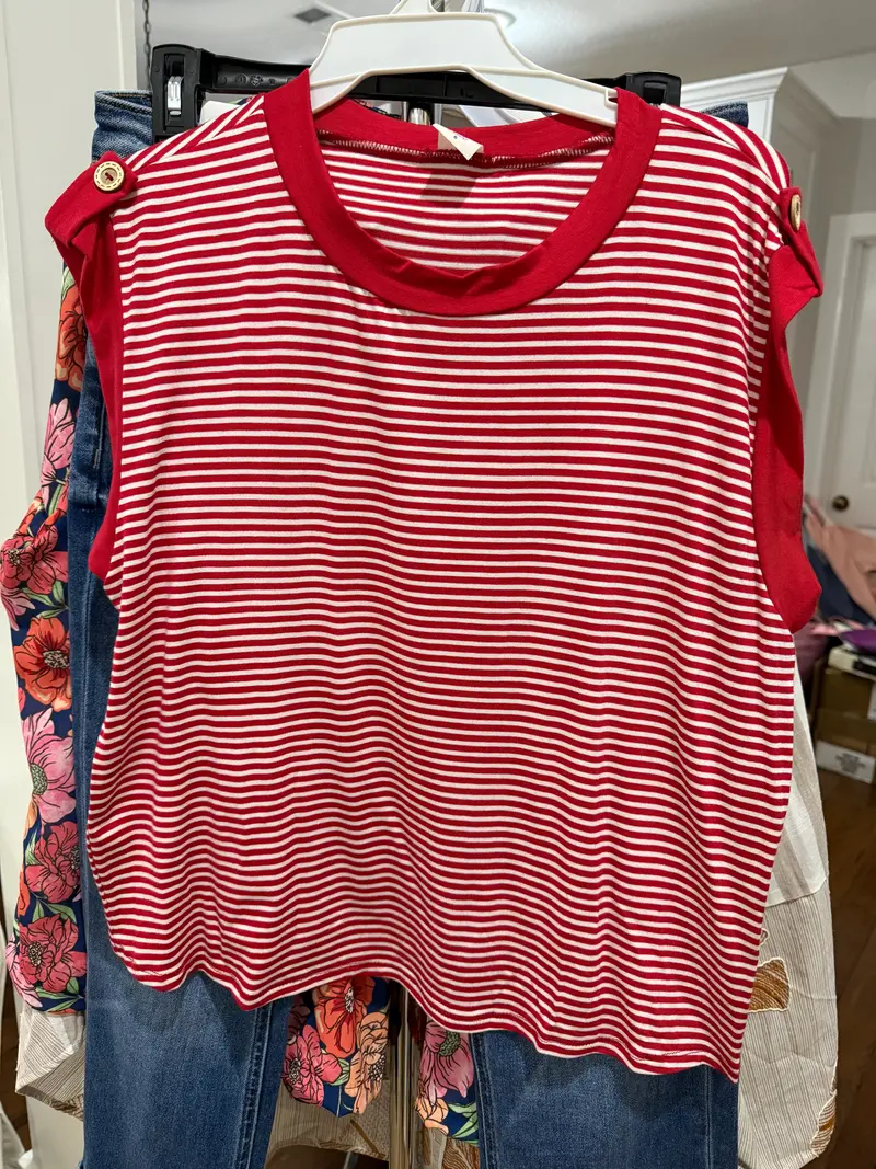 Cap Sleeve Striped Top