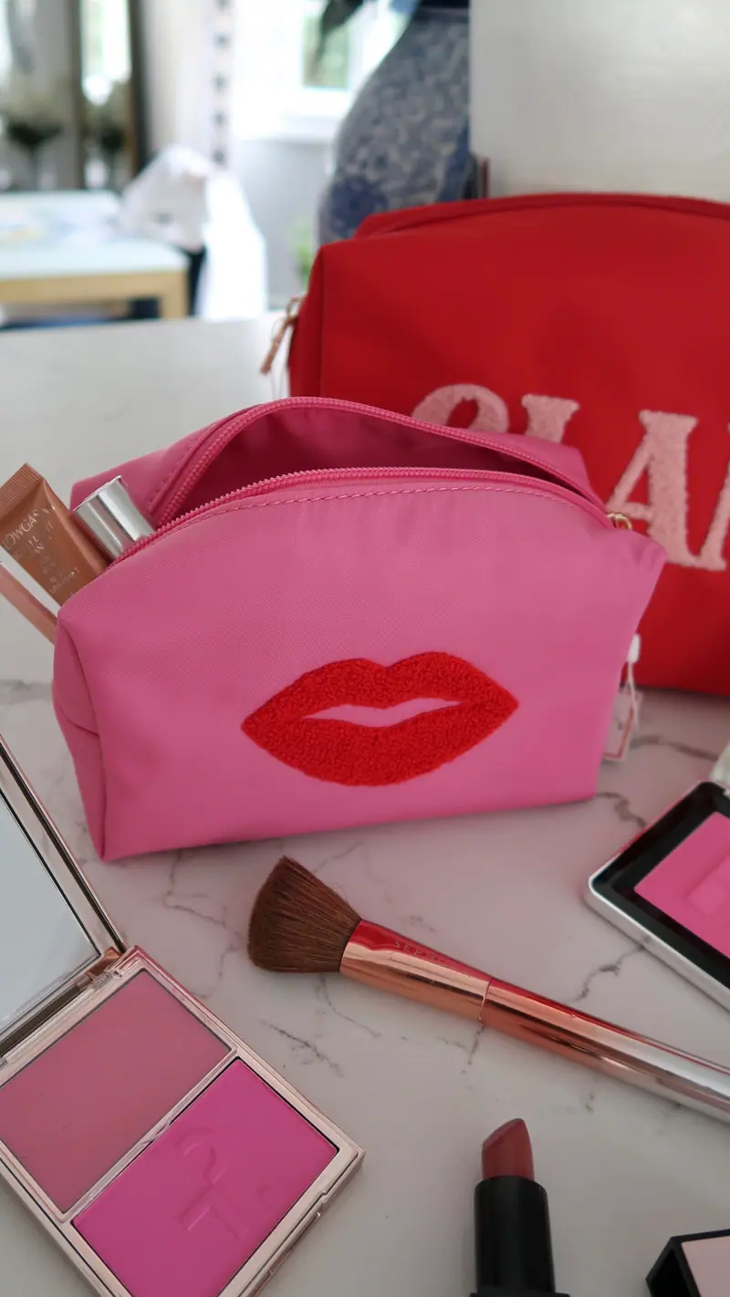 Cara Lips Cosmetic Pouch / Bag, Pink