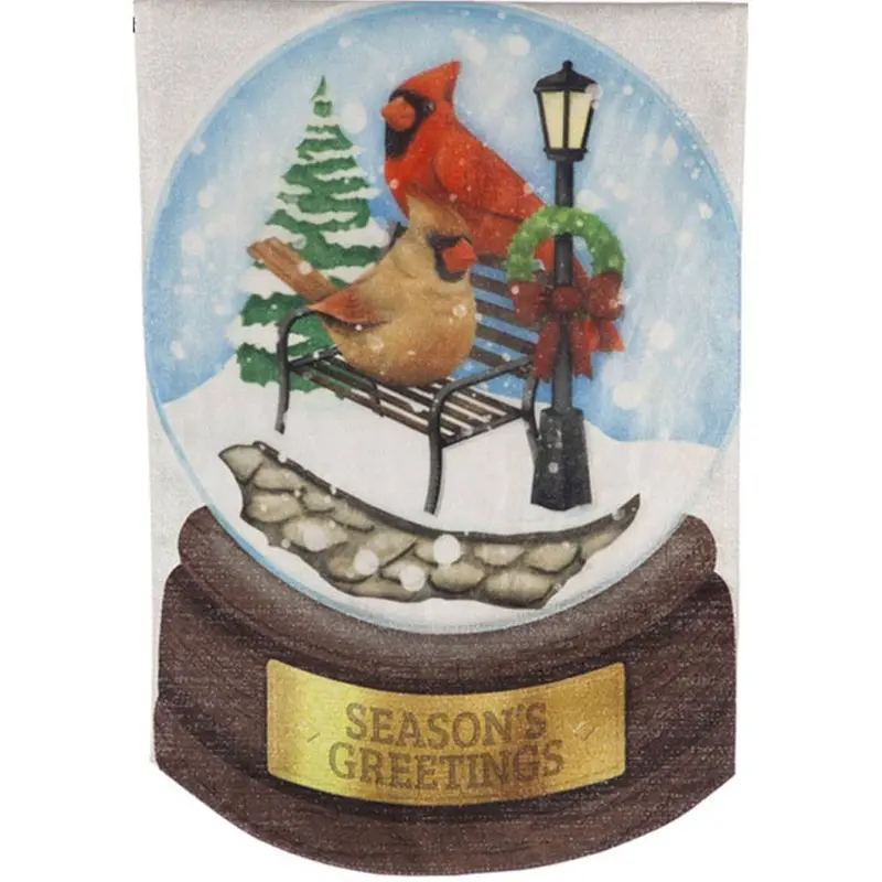 Cardinal Couple Snowglobe Garden Linen Flag