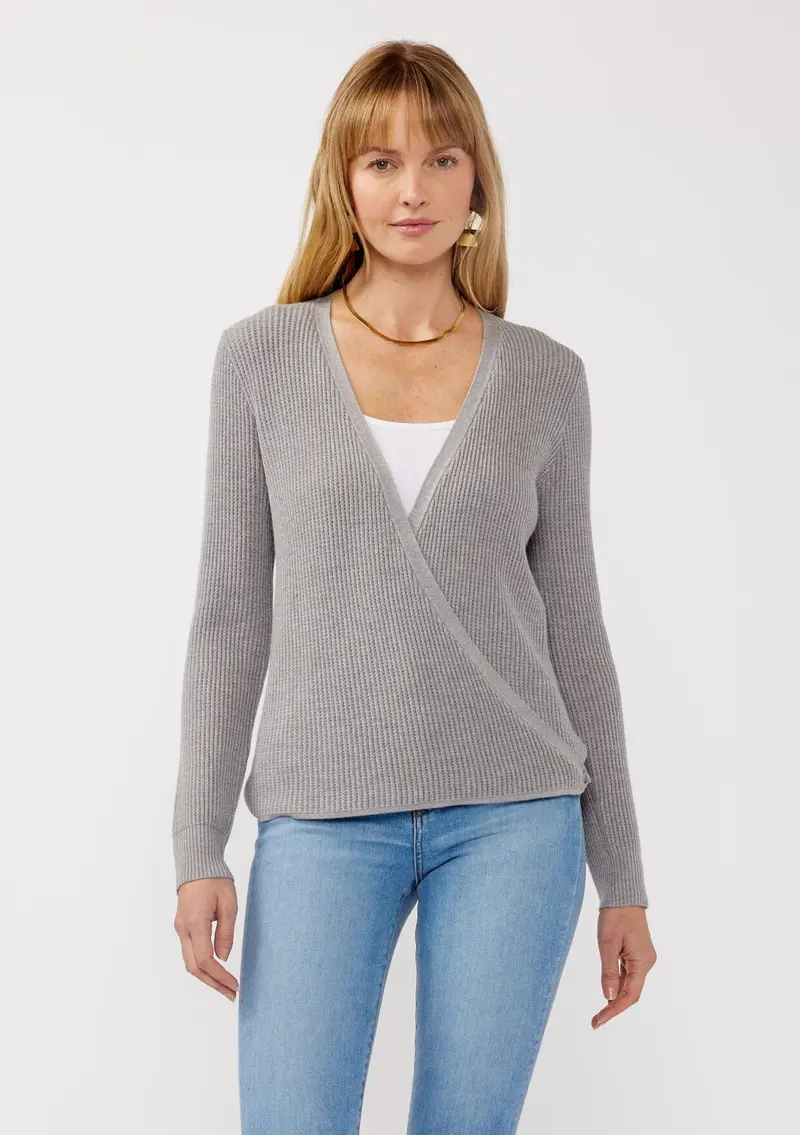 Casey Waffle Knit Wrap Sweater