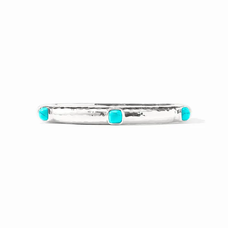Catalina Silver Stone Hinge Bangle in Turquoise Blue
