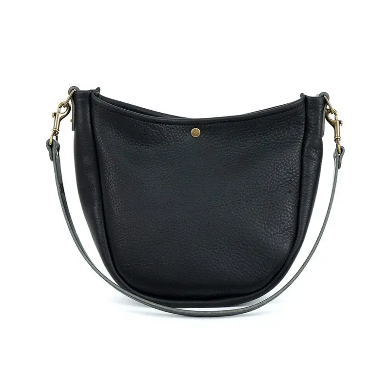 CELESTE LEATHER HOBO BAG - BLACK | BLACK STRAPS