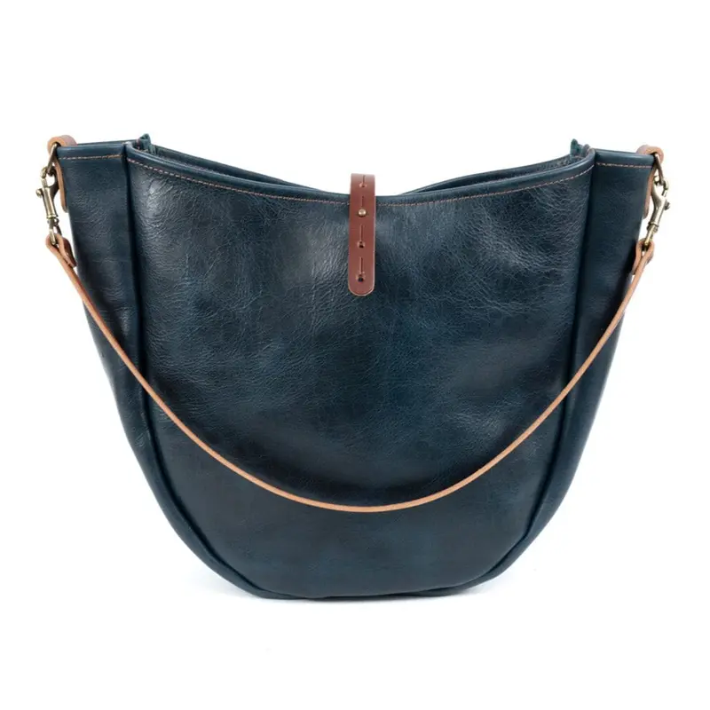 CELESTE LEATHER HOBO BAG - LARGE - INDIGO BISON | SADDLE STRAPS