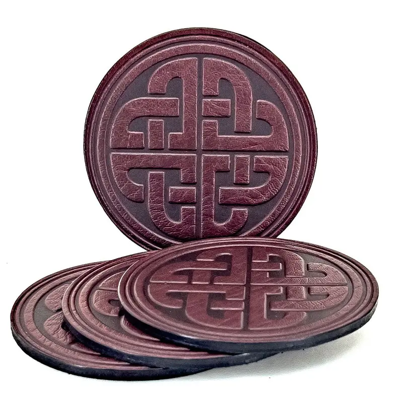 Celtic Love Knot Leather Coaster Set