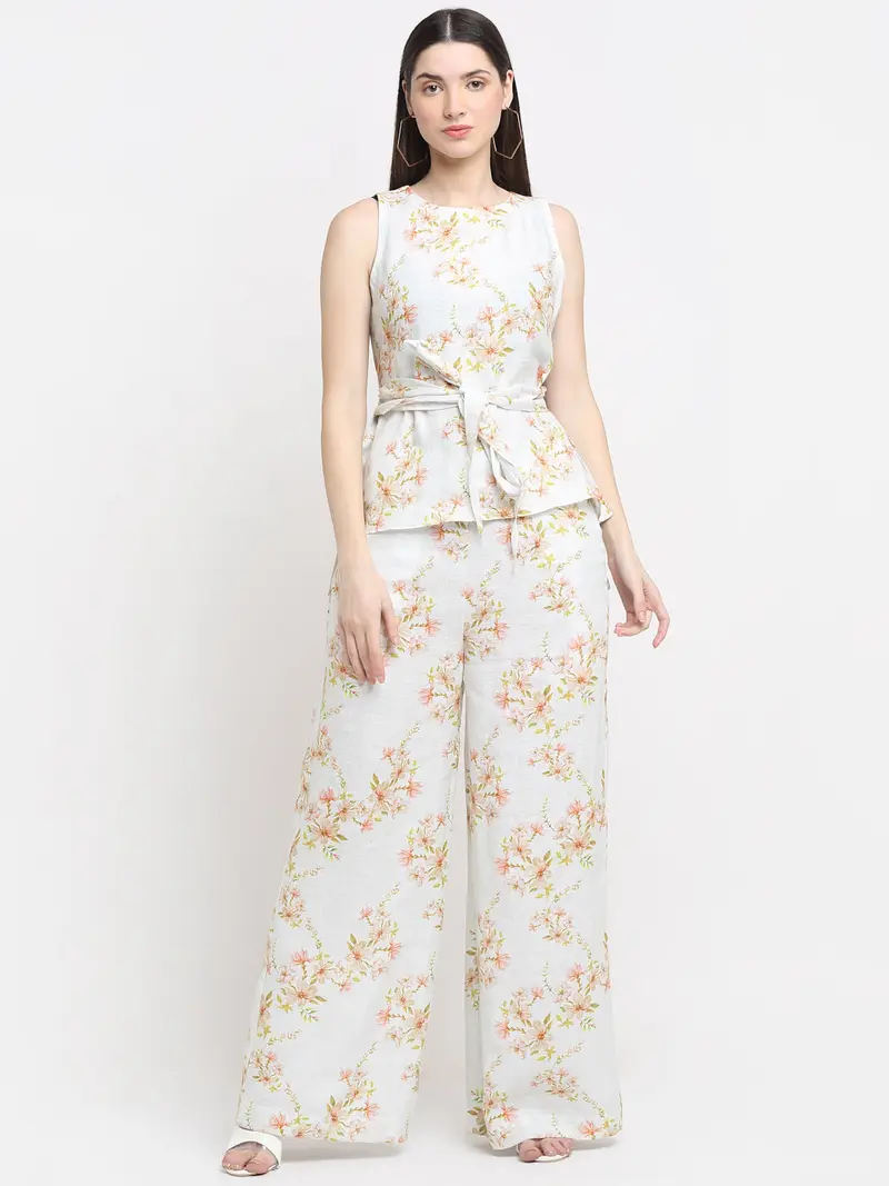 Certified Hemp White Printed Casual Co-ord Set