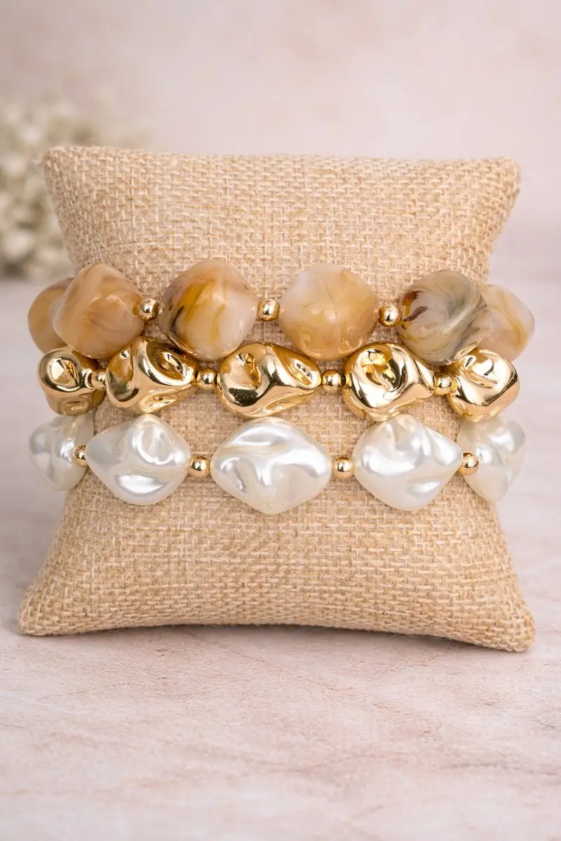 Champagne Brunch Chunky Beaded Bracelet Set