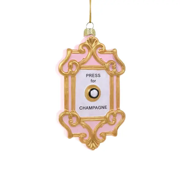 Champagne Button Ornament 5"