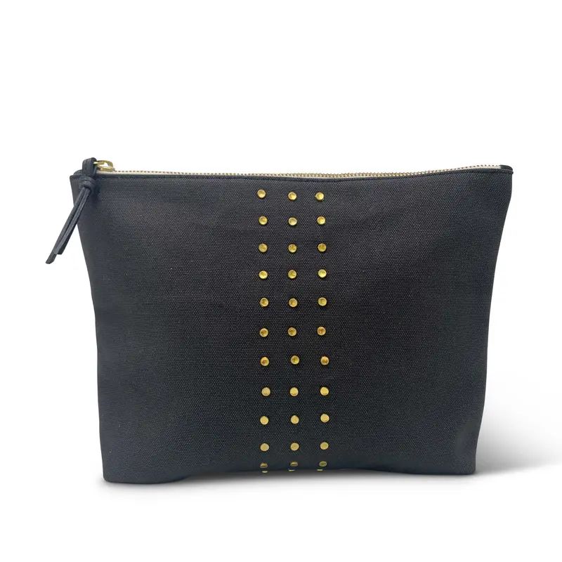 CHARCOAL CANVAS STUD CANVAS POUCH