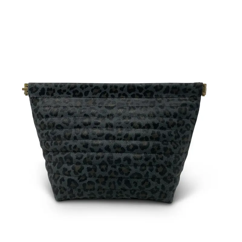 Charcoal Leopard  Make Up Bag
