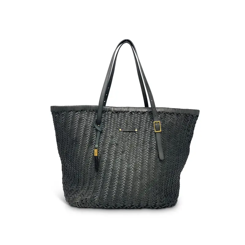 Charcoal Woven Leather Tote