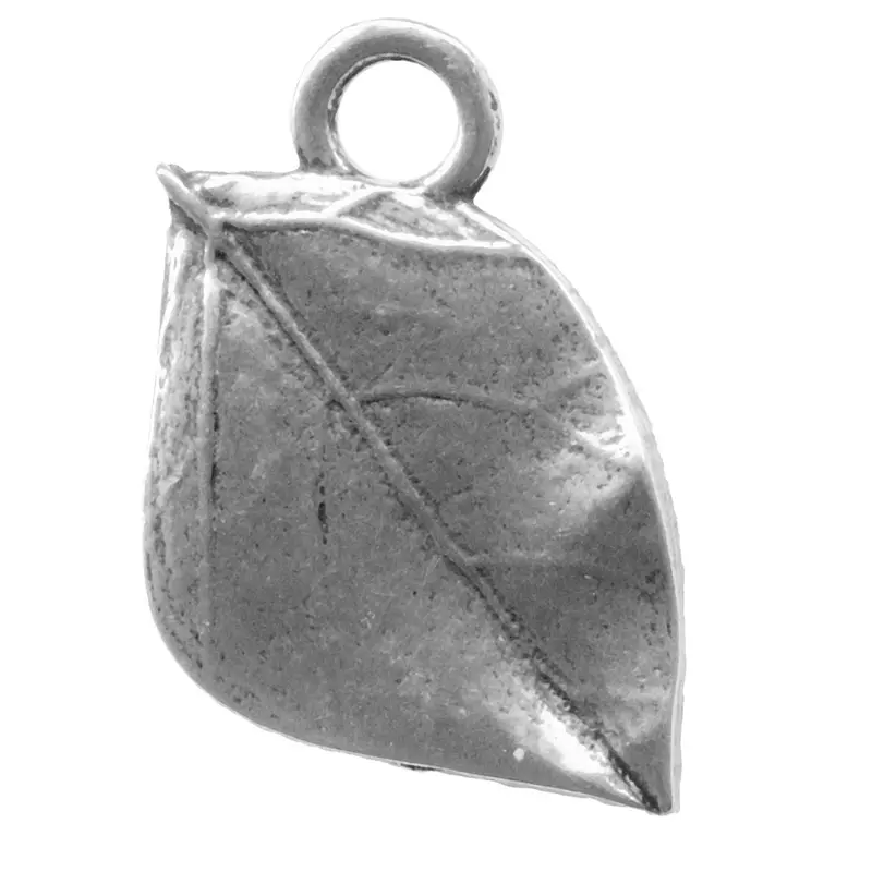 Charm, Britannia Metal, Green Leaf