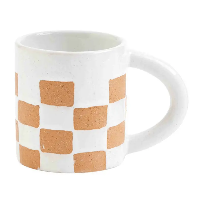 Check Terracotta Mug by Mudpie