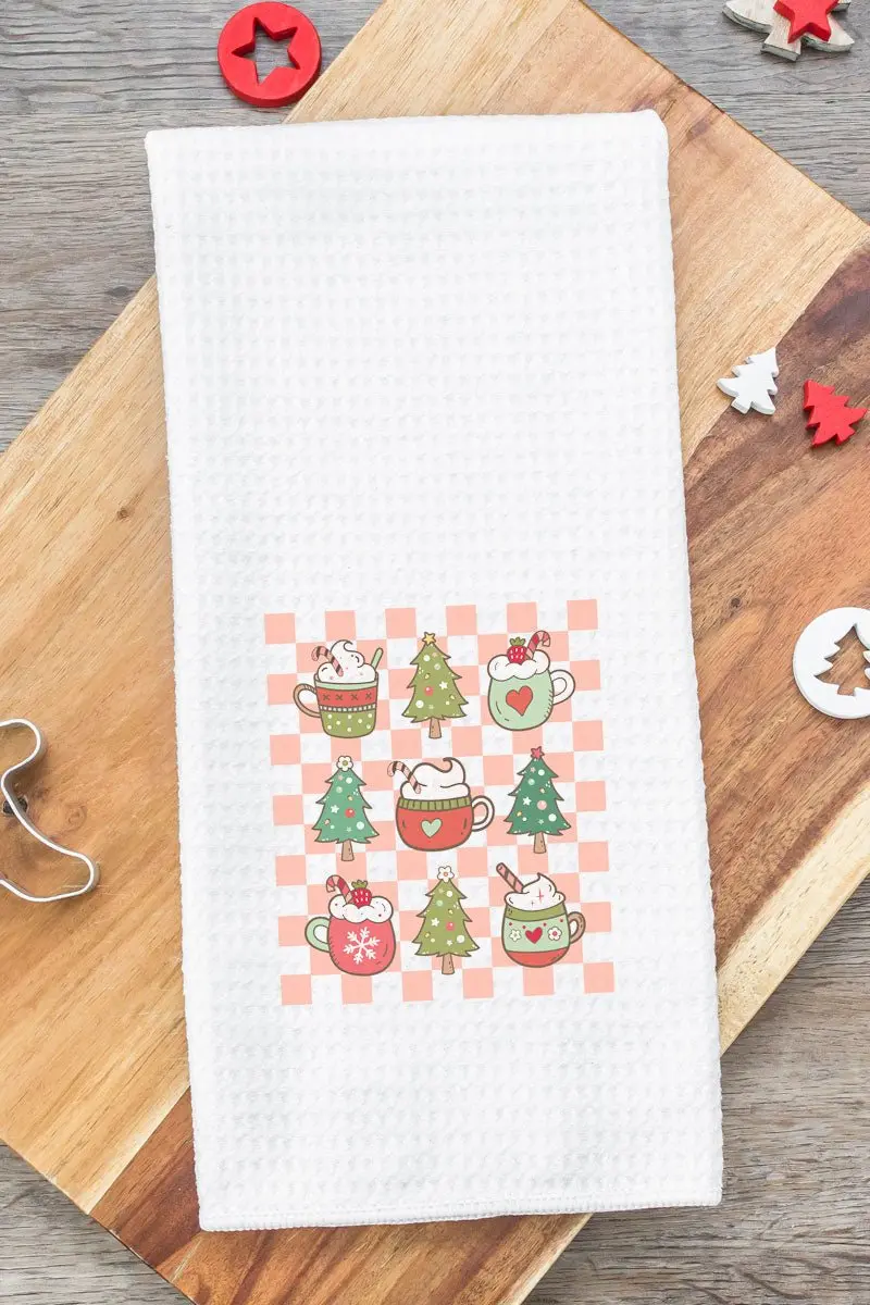 Checkered Christmas Coffee Waffle Kitchen Towel