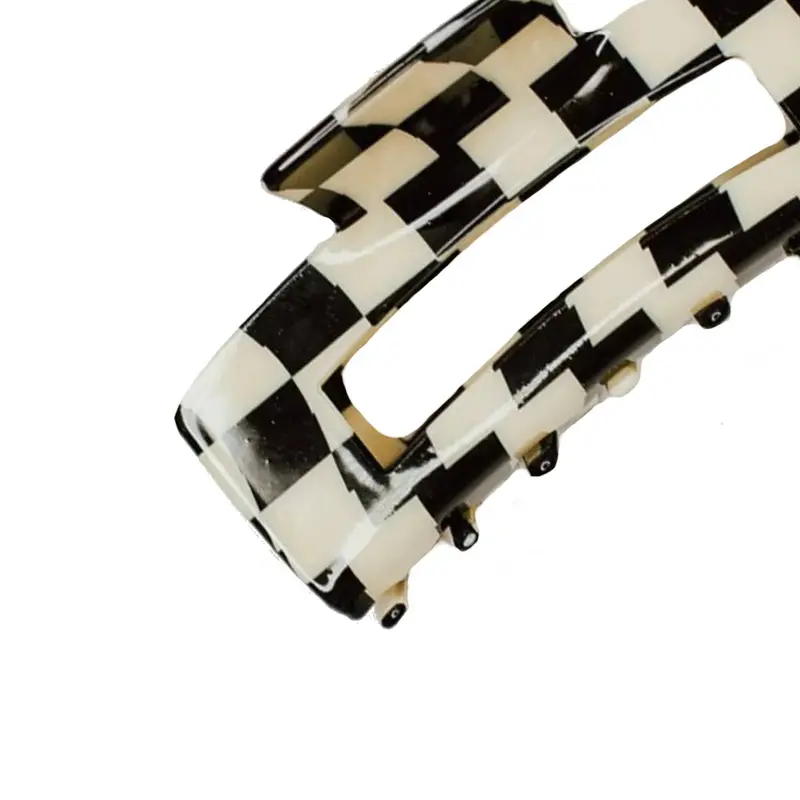 Checkered Hair Claw Clip - Black