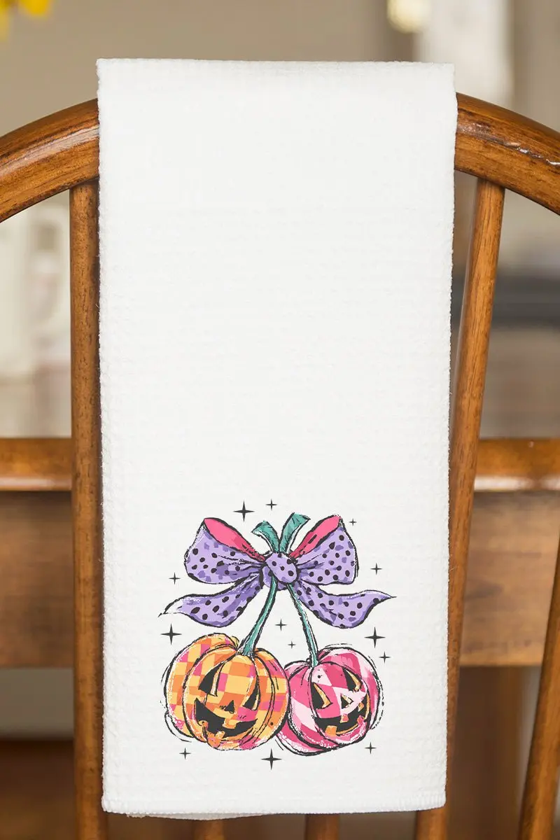 Cherry Pumpkin Pop Waffle Kitchen Towel