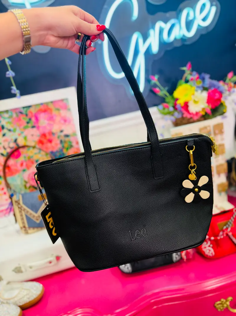 Chic Mod Flower Charm Bag - Black