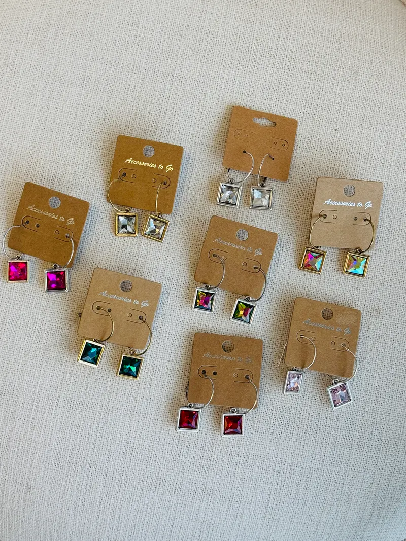 Chiclet Earrings - 8 Colors
