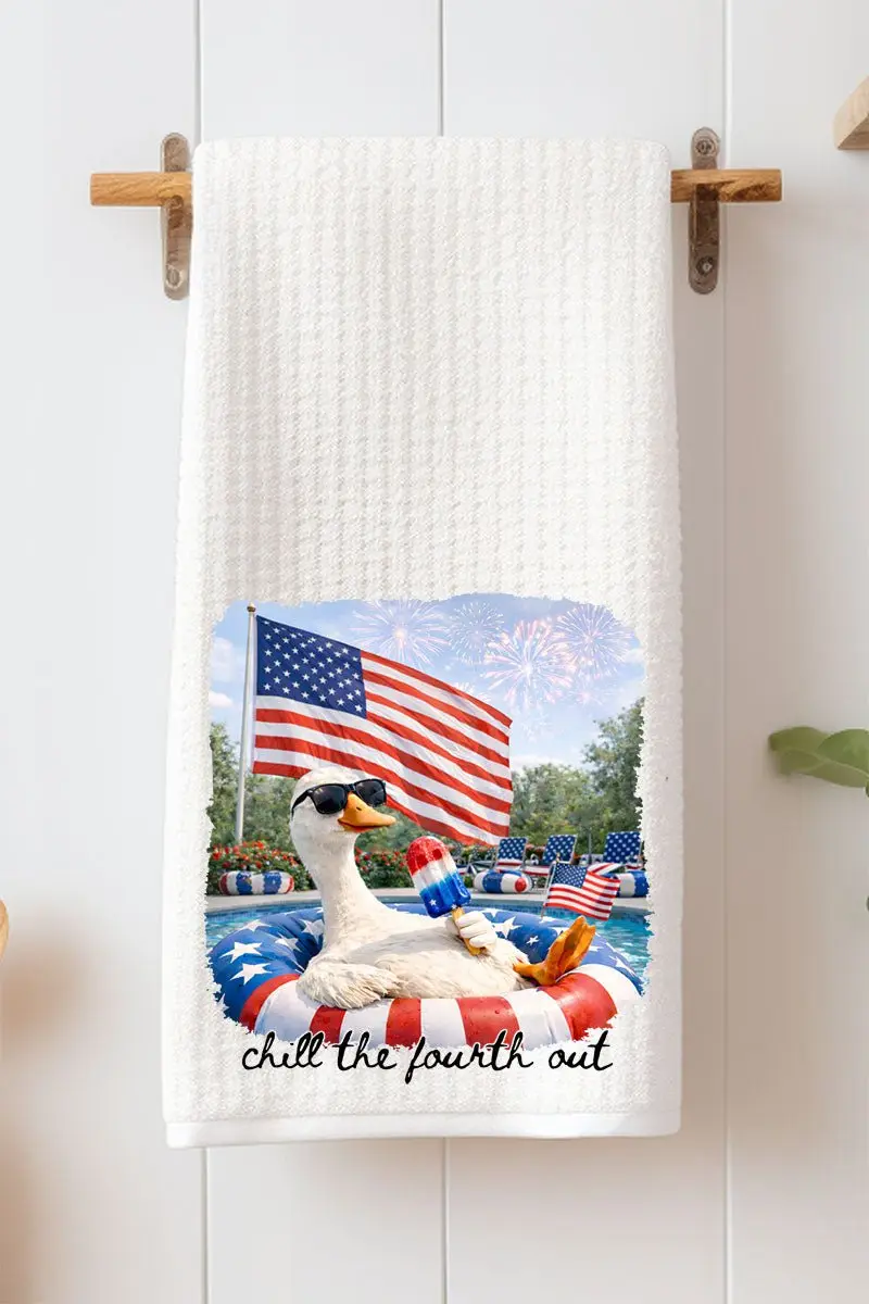 Chill The Fourth Out Waffle Kitchen Towel