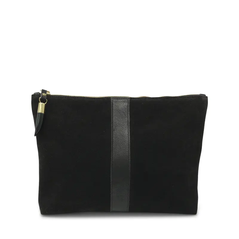 Chocolate Suede Medium Pouch