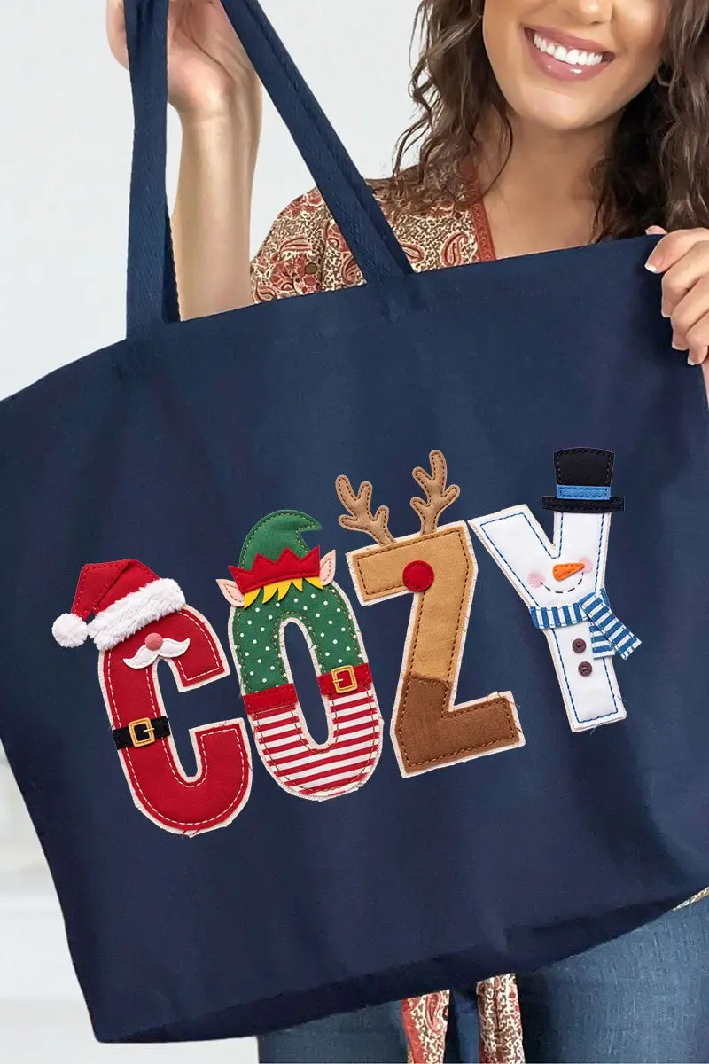 Christmas Characters Cozy Canvas Jumbo Tote