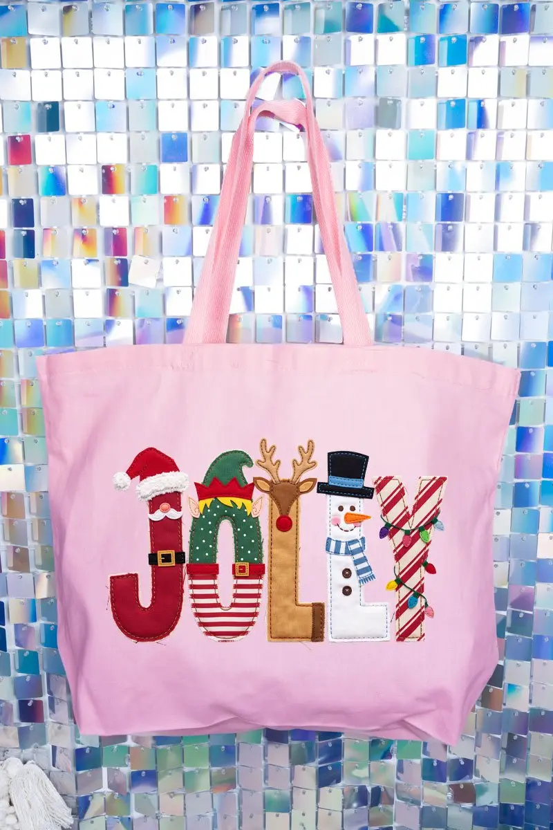 Christmas Characters Jolly Canvas Jumbo Tote