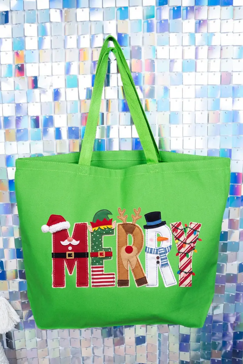 Christmas Characters Merry Canvas Jumbo Tote