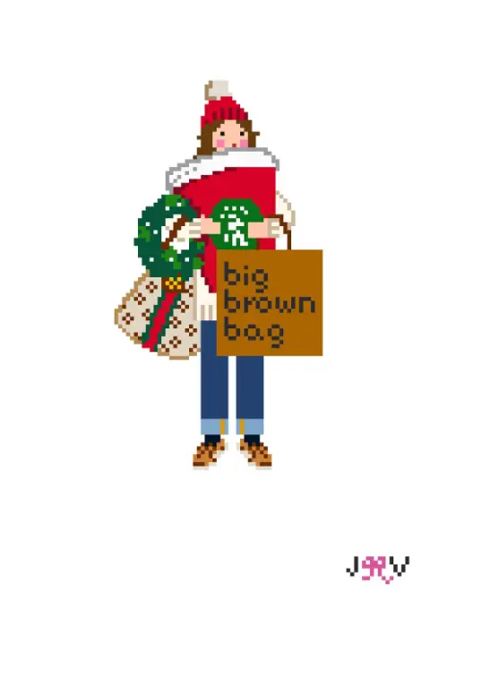 Christmas Shopper Bru Needlepoint Canvas