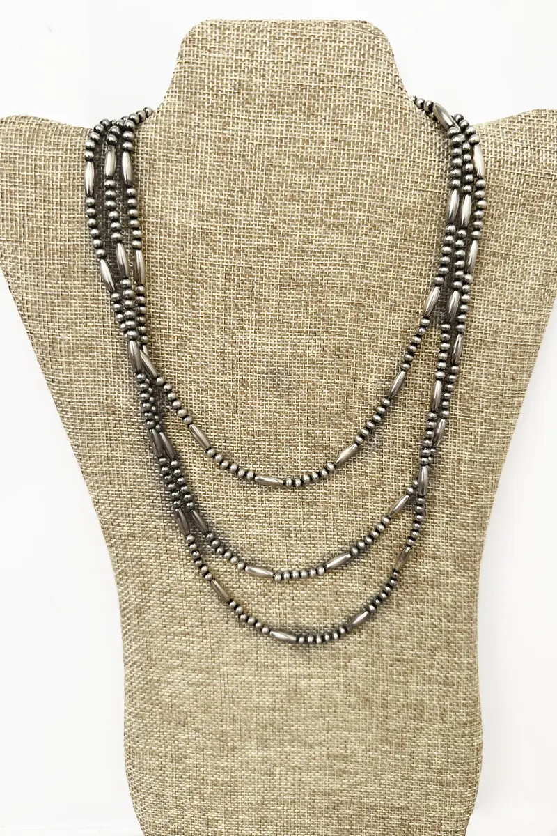 Cinder Bluff Silver Pearl Long Necklace