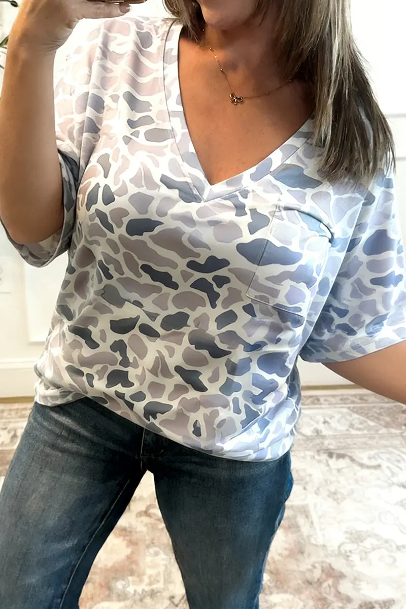City Camouflage Gray V-Neck Tee