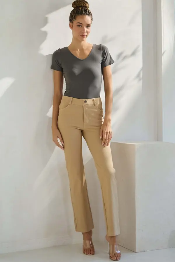 Classic Solid Straight Leg Jeggings - Camel - FINAL SALE