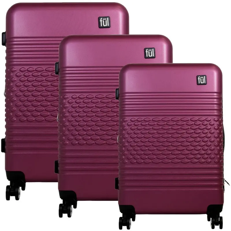 Classic Textured Hard Rolling Luggage FŪL 3Pcs Set