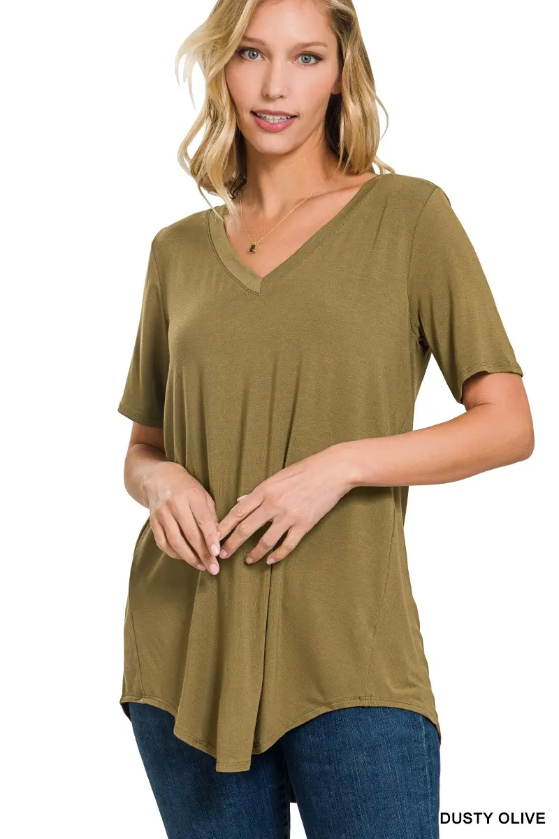 classic v-neck tee - dusty olive