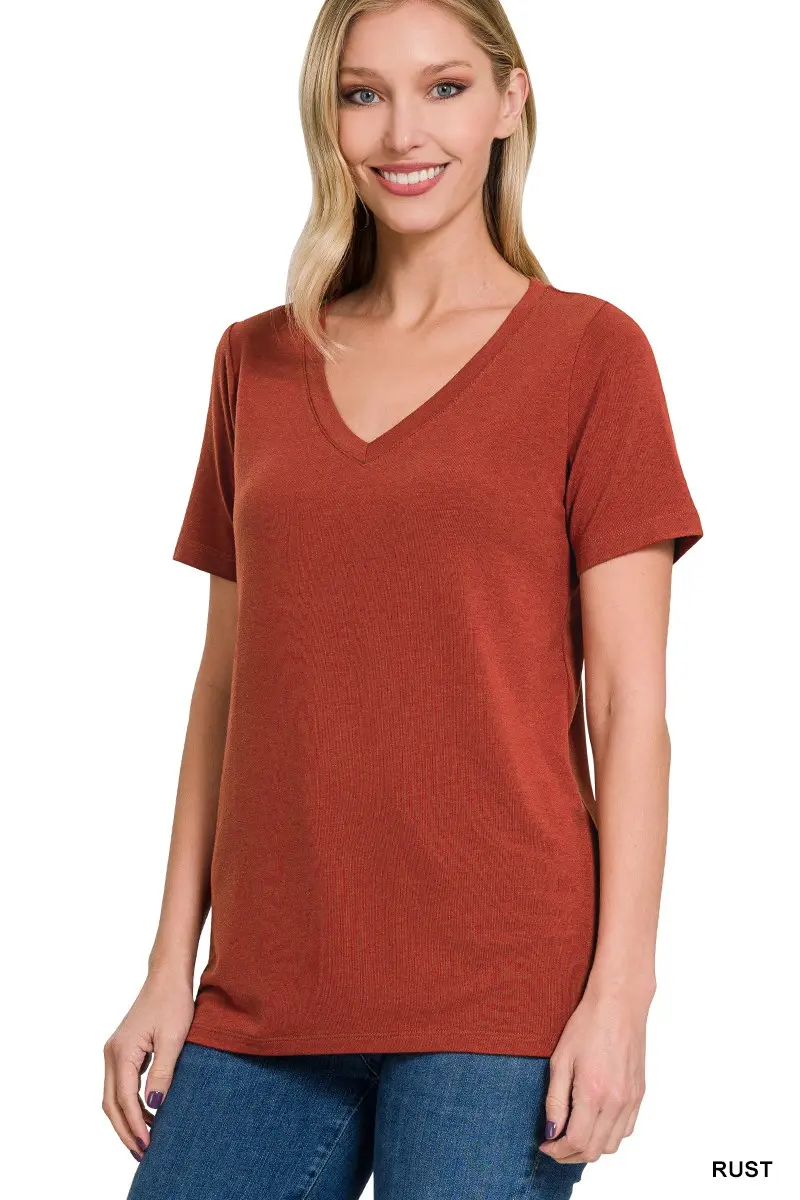 classic v-neck tee - rust