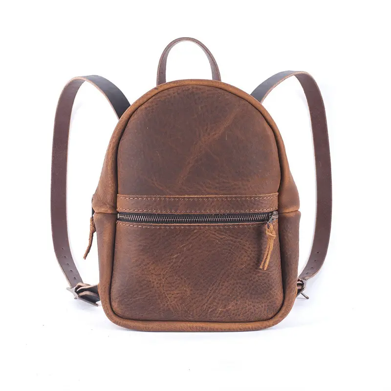 CLASSIC ZIPPERED SMALL LEATHER BACKPACK PURSE