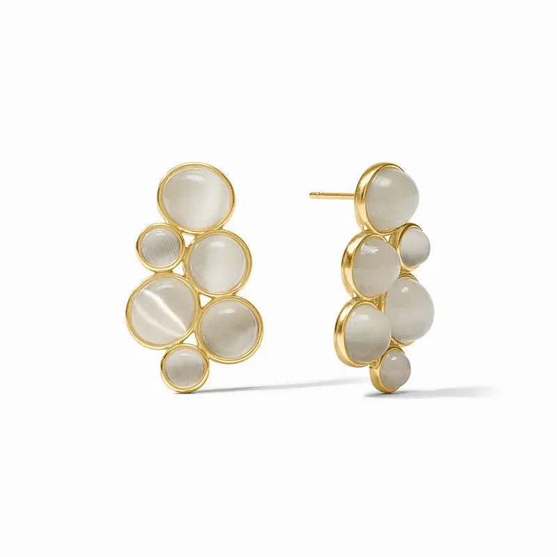 Cobblestone Statement Earrings in Ivory Cat's Eye
