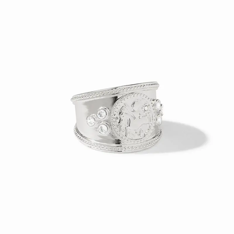 Coin Crest Ring in Cubic Zirconia