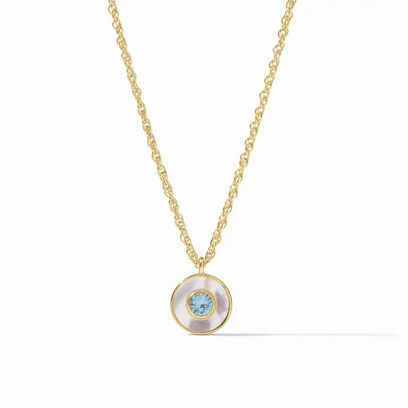 Colette Circle Delicate Necklace in Chalcedony Blue
