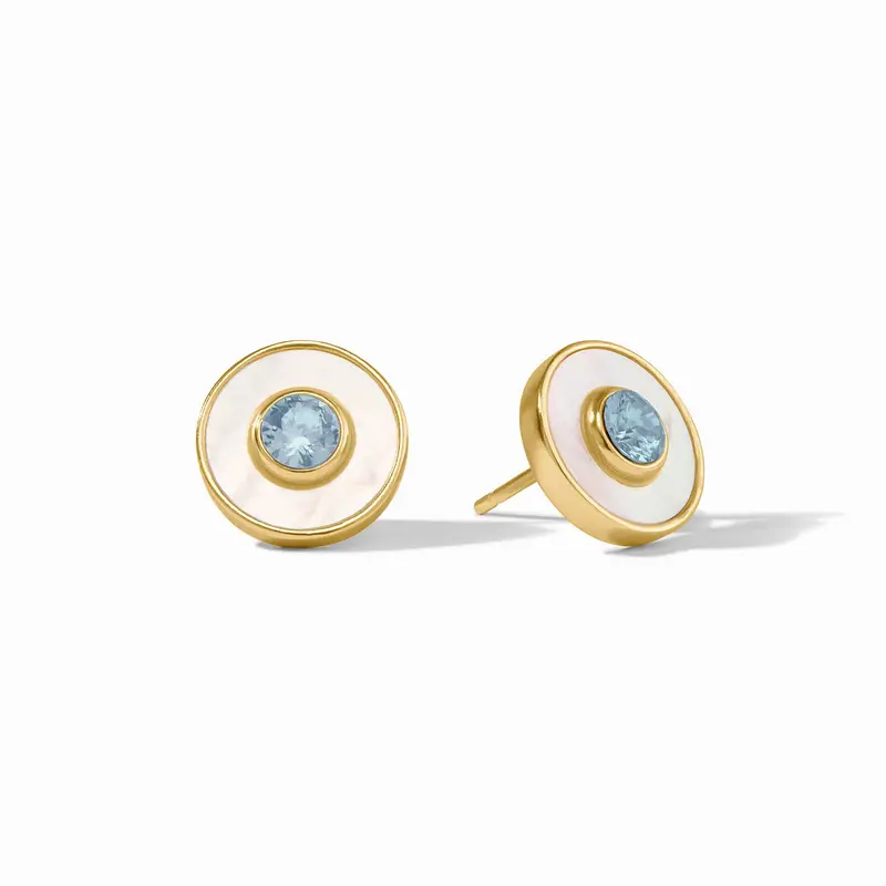 Colette Circle Studs in Chalcedony Blue