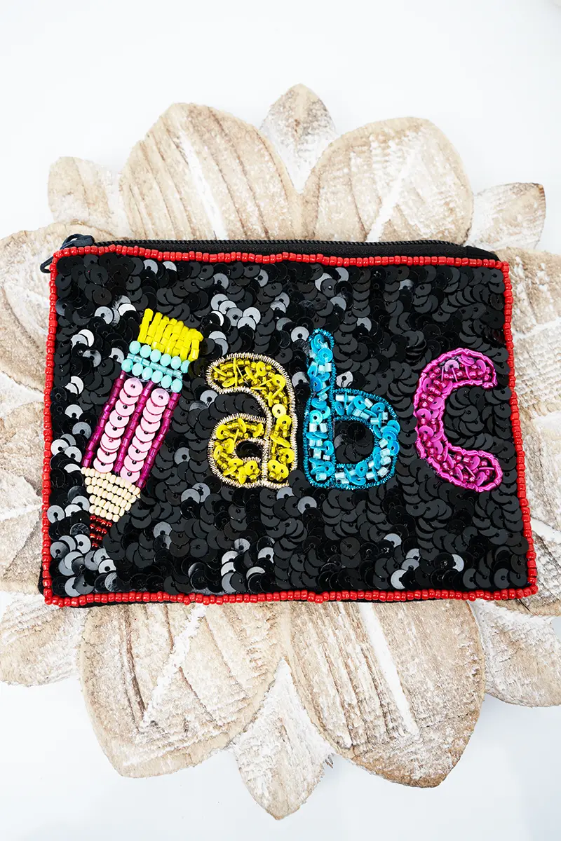 Colorful ABC Black Sequin Coin Purse