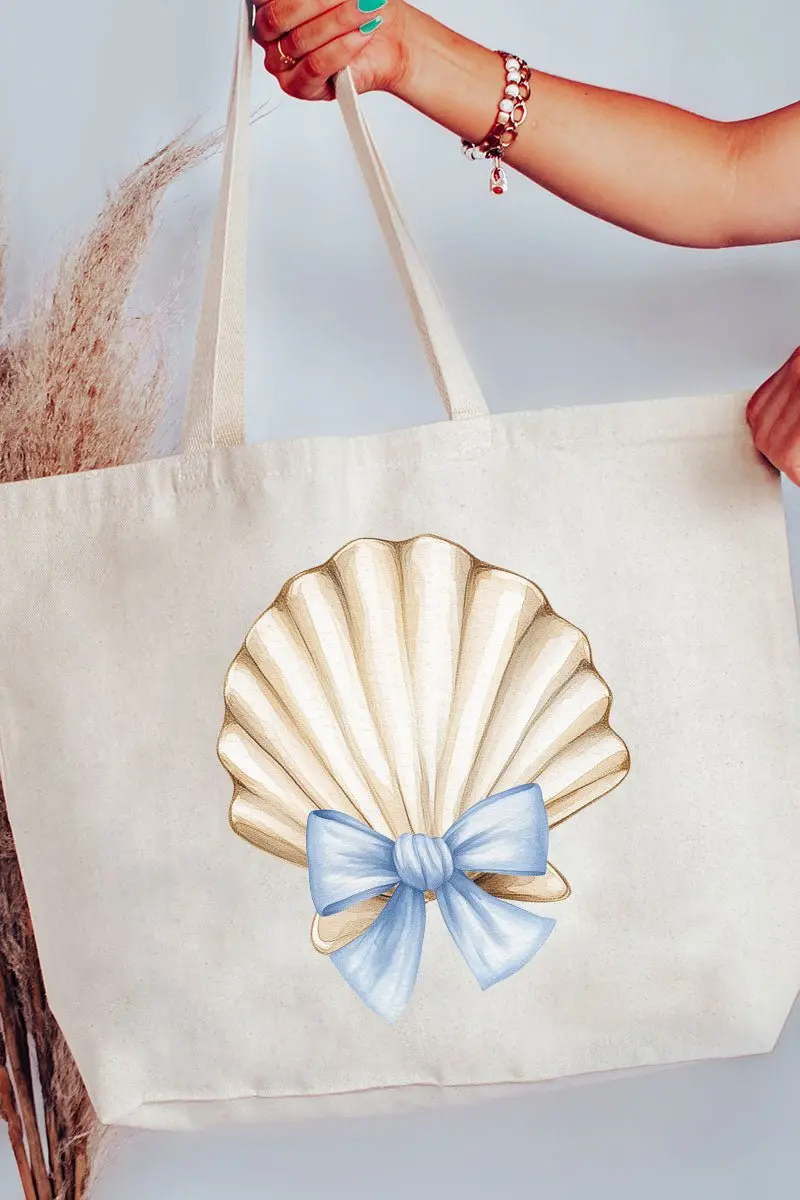 Coquette Seashell Canvas Jumbo Tote