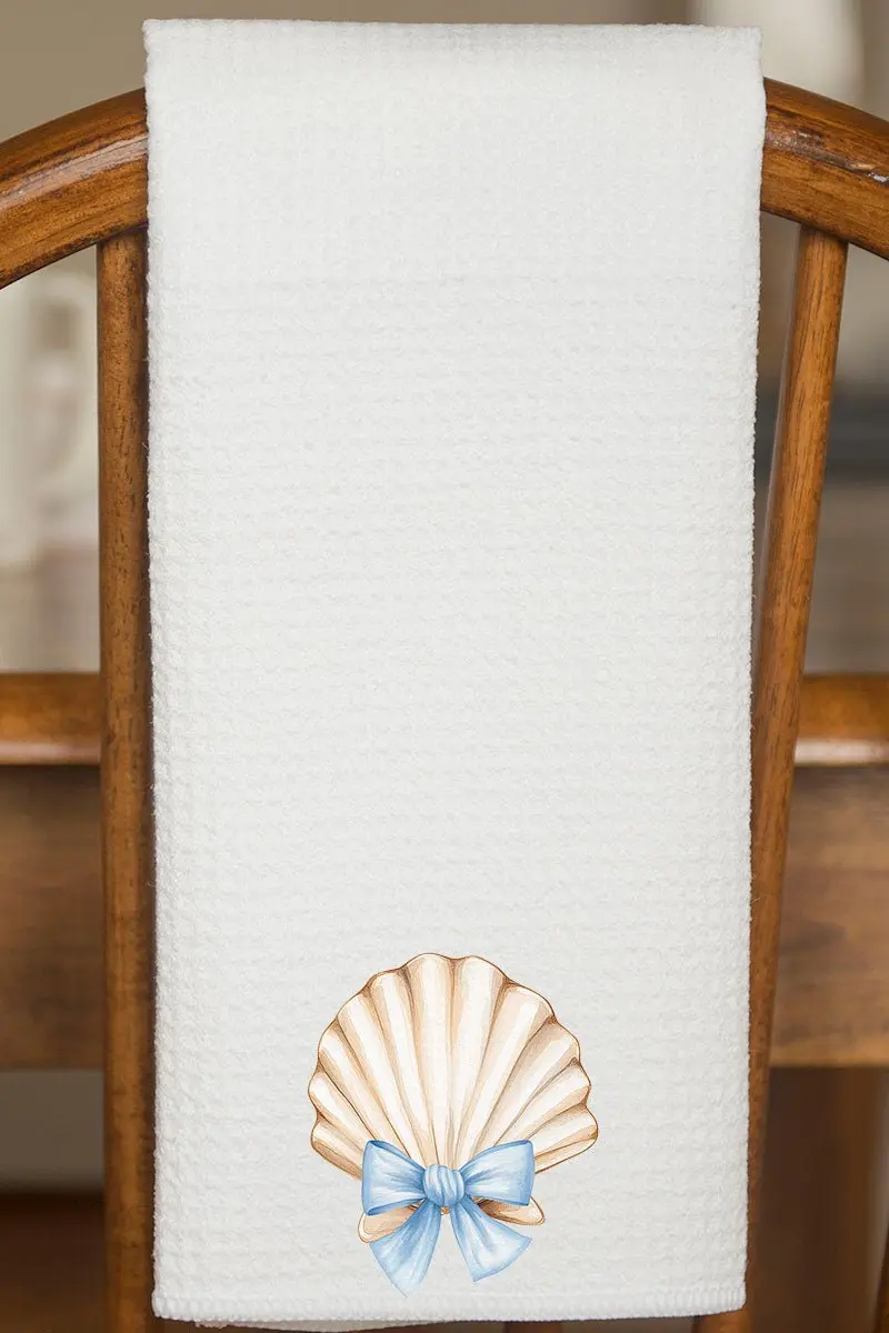 Coquette Seashell Waffle Kitchen Towel