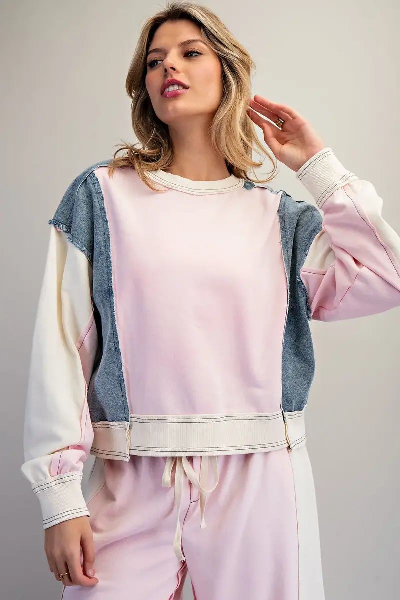 Cotton Candy Patchwork Pullover