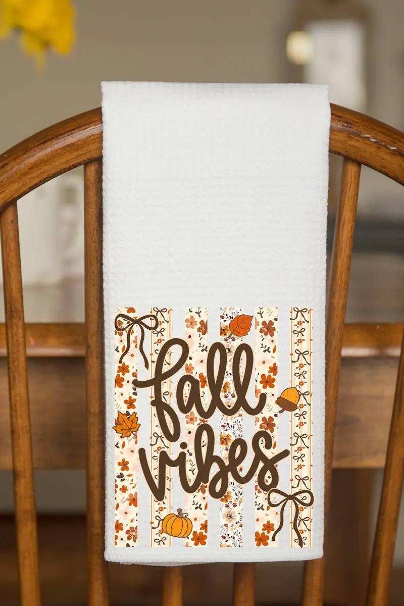 Cozy Coquette Fall Vibes Waffle Kitchen Towel