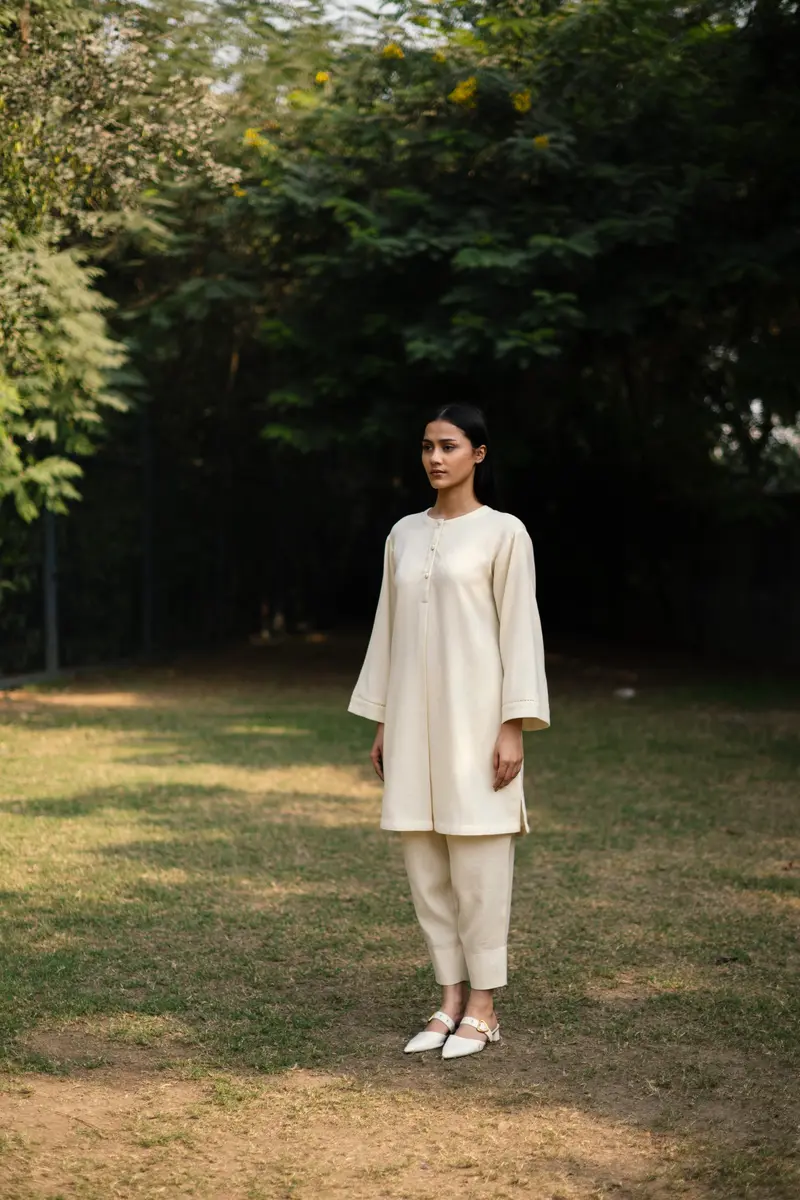 Cream White Merino Wool Coord Set Iris