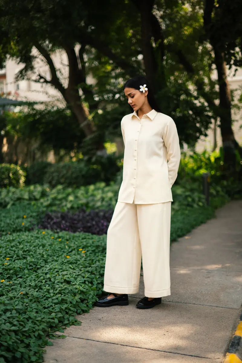 Cream White Merino Wool Coord Set Mahonia
