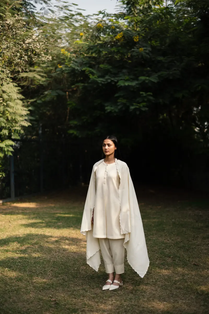 Cream White Merino Wool Stole