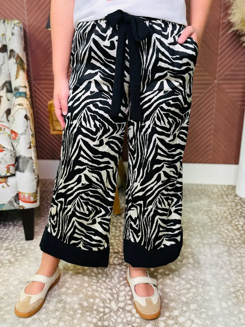 Creature Comfort Satin Pants - Zebra